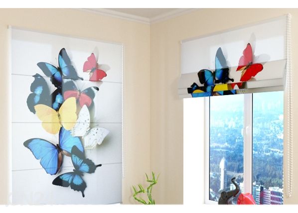 Полупрозрачная римская штора Colorful Butterflies 60x60 cm