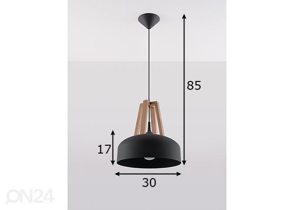 Потолочный светильник Casco, черный/ натуральный размеры