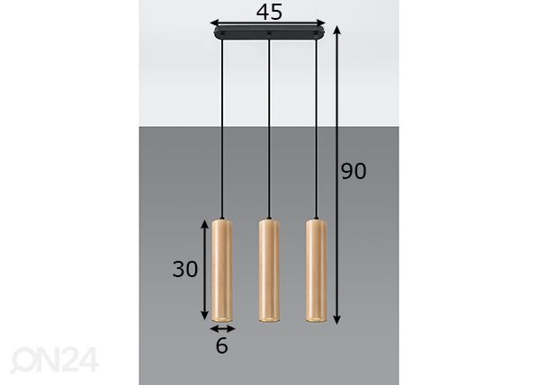Потолочный светильник Lino 3, натуральный размеры