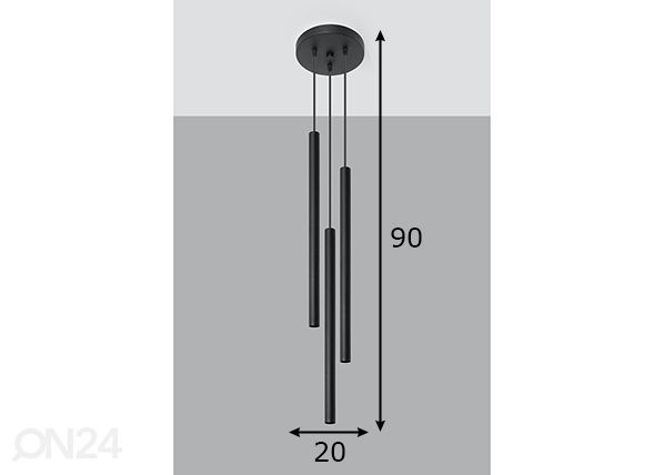 Потолочный светильник Pastelo 3P, чёрный размеры
