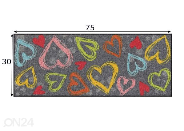 Придверный коврик Valentine Hearts colorful 30x75 см размеры