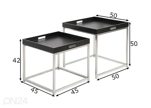 Приставной / сервировочный столик Elements, 2 шт размеры