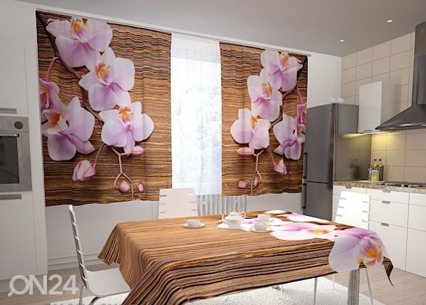 Просвечивающая штора Orchids and tree in the kitchen 200x120 см