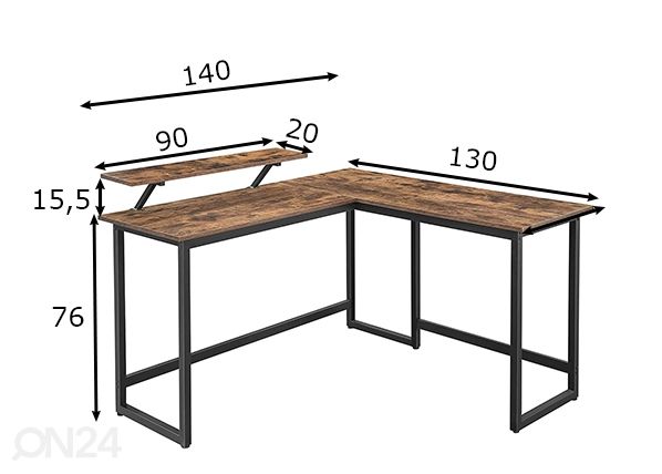 Рабочий стол, коричневый/чёрный размеры