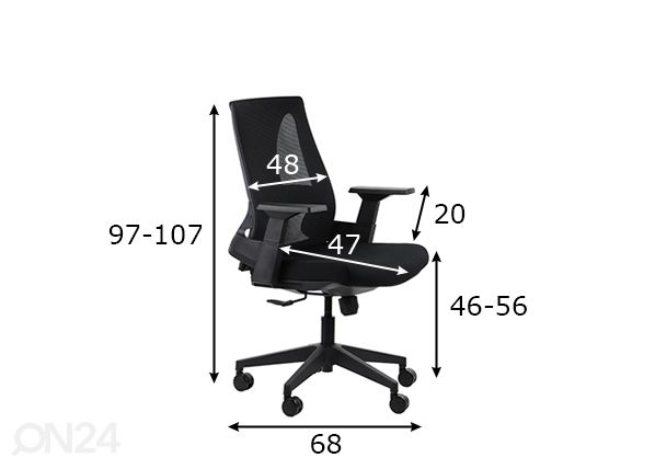 Рабочий стул, чёрный размеры