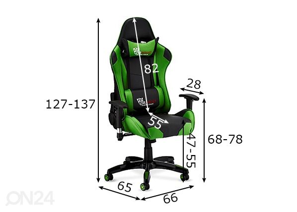 Рабочий стул Gaming, зелёный/чёрный размеры