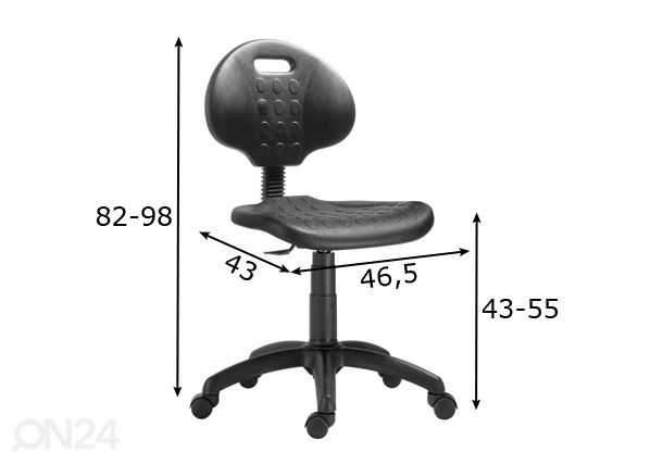 Рабочий стул PU Nor чёрный размеры