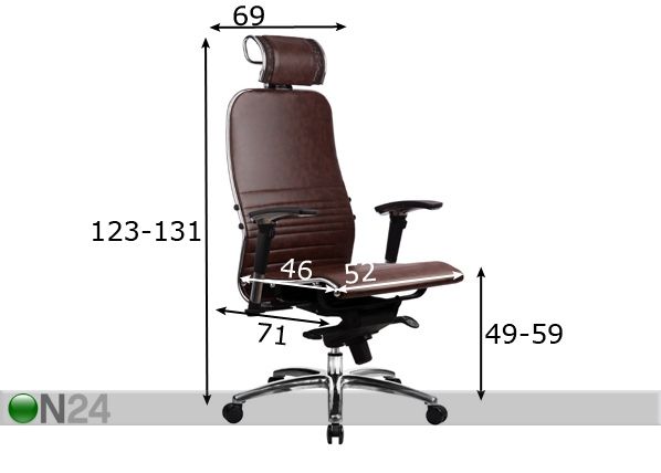 Рабочий стул Samurai K-3 размеры