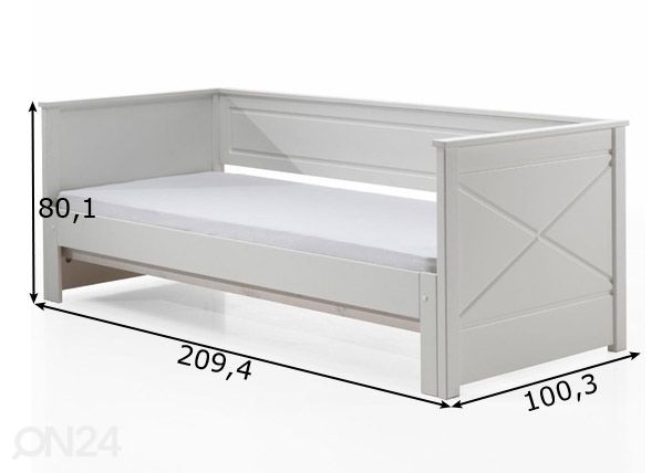 Раздвижная кровать Pino 90/180x200 cm, белый размеры