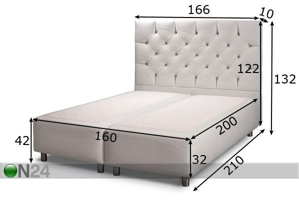Рама кровати Zeus + изголовье Chesterfield 160x200 cm размеры