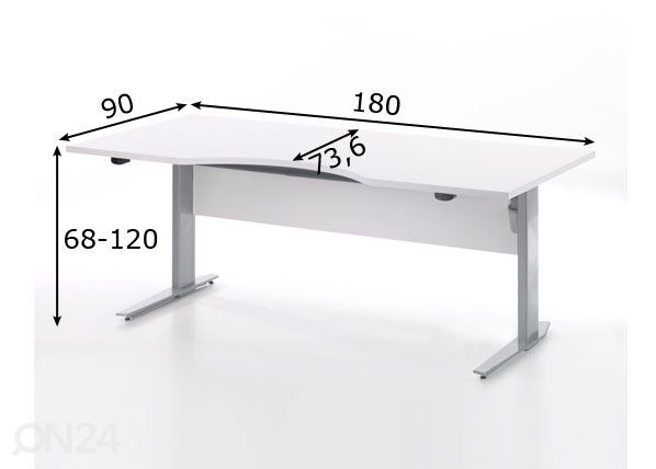 Регулируемый по высоте рабочий стол Prima размеры