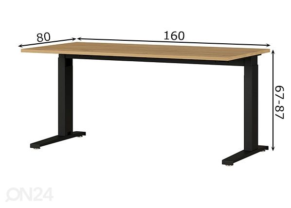 Регулируемый рабочий стол Agenda 80x160 cm размеры