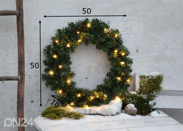 Рождественский венок с LED лампочками Alaska 50 cm размеры