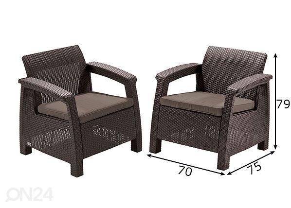 Садовое кресло Keter Corfu 2 шт, коричневый размеры