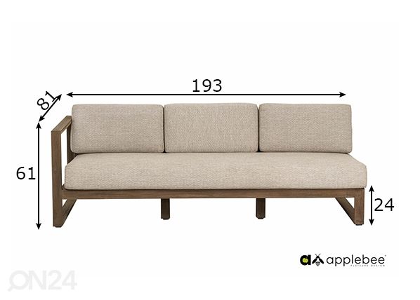 Садовый диван Antigua правый размеры
