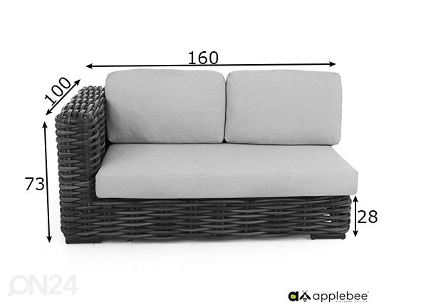 Садовый диван Elements XL правосторонний размеры