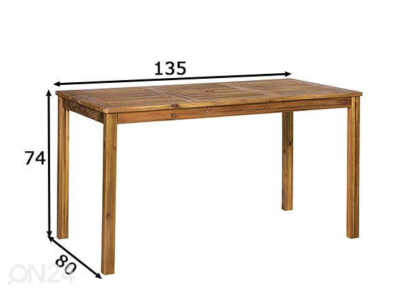 Садовый стол 80x135 cm, акация размеры