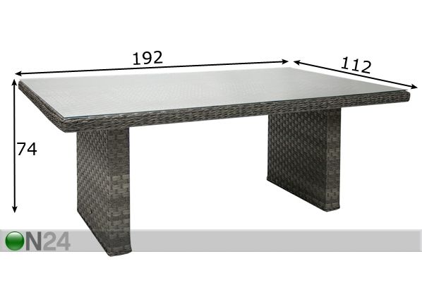 Садовый стол Geneva 192x112 cm размеры