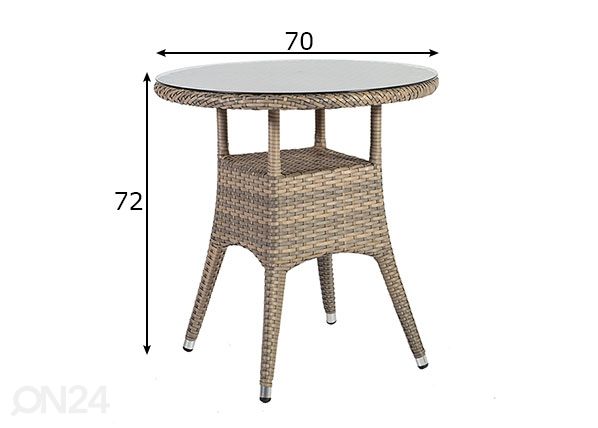 Садовый стол Larache Ø 70 см размеры