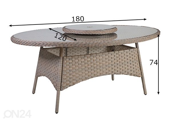 Садовый стол Pacific 120x180 см размеры