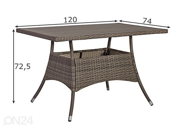 Садовый стол Paloma 74x120 см размеры