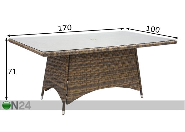 Садовый стол Wicker размеры