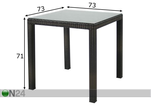 Садовый стол Wicker 73x73 cm размеры