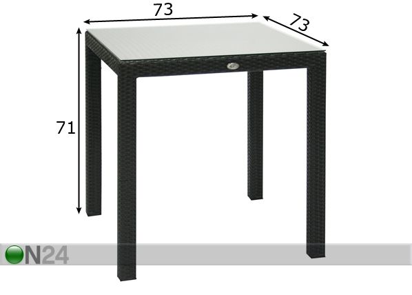Садовый стол Wicker 73x73 cm размеры