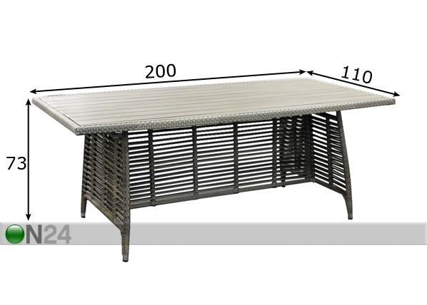 Садовый стол Zenica 200x110 cm размеры