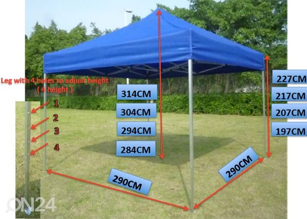 Садовый шатер Pop-Up 290x290 cm размеры