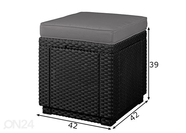 Садовый ящик для хранения Cube с подушкой для сиденья, графит размеры
