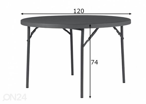 Складной садовый стол Ø 120 см размеры