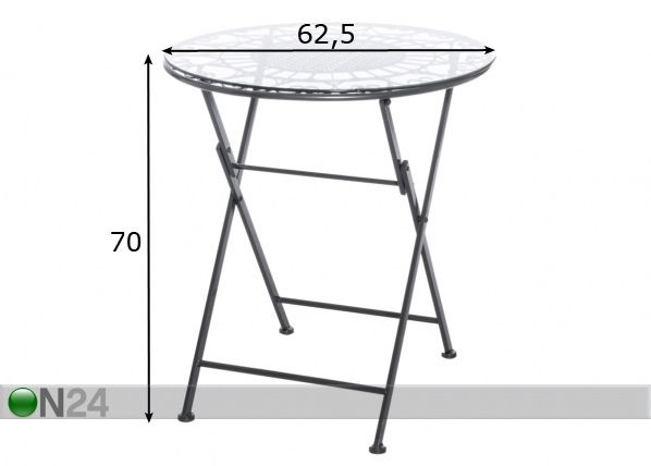 Складной садовый стол Romantic Ø 62,5 cm размеры