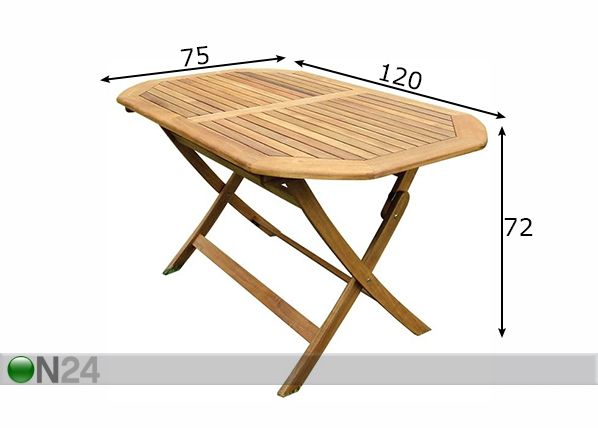 Складной садовый стол Treviso 75x120 см размеры