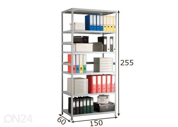 Складской стеллаж MS Strong 255x150x60 cm размеры