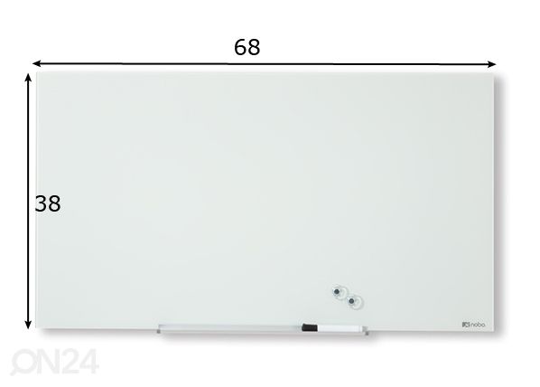 Стеклянная магнитная доска Nobo diamond 31" (широкий экран, белый) 68x39 cm размеры