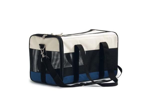 Сумка для переноски собак nylon portable travel carrier бежевый / синий