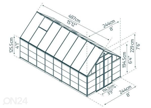 Теплица Palram Balance 11,9 м² размеры