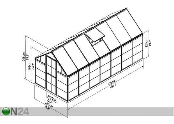 Теплица Palram Hybrid 1.85x4.26 м, 7.88 м² размеры