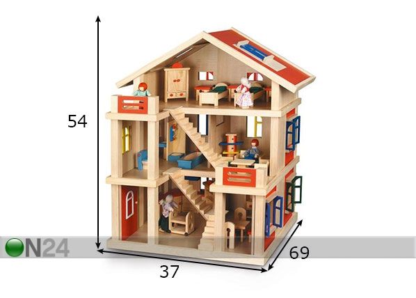 Трехэтажный кукольный домик размеры
