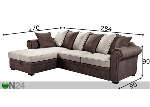 Угловой диван-кровать с ящиком для белья, левый угол размеры