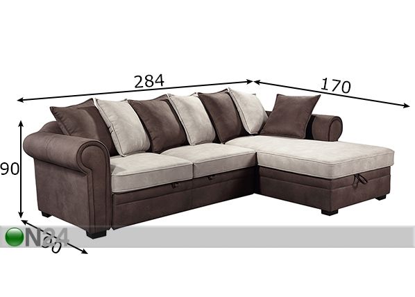 Угловой диван-кровать с ящиком для белья, правый угол размеры
