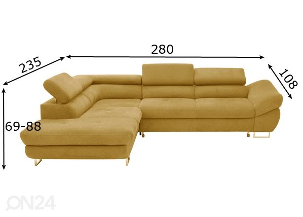Угловой диван-кровать с ящиком, левосторонний размеры