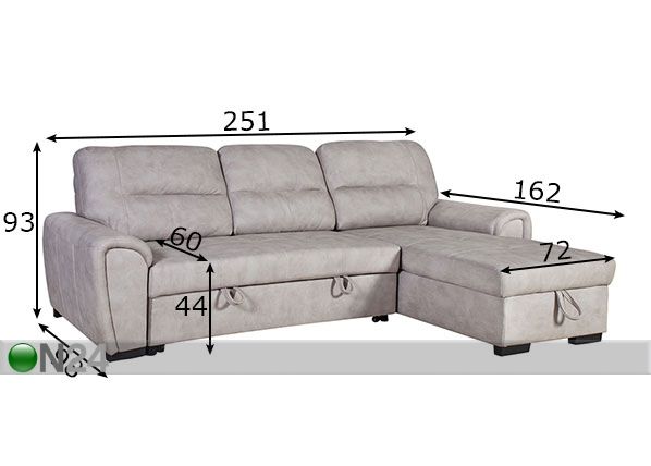 Угловой диван-кровать с ящиком Almira размеры
