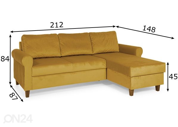 Угловой диван-кровать с ящиком Marry размеры