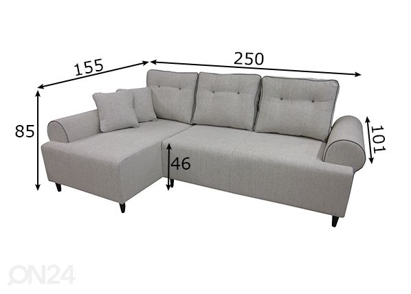 Угловой диван-кровать с ящиком Mart размеры