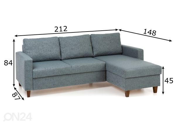 Угловой диван-кровать с ящиком Milla размеры