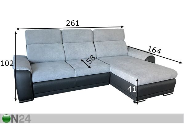 Угловой диван-кровать с ящиком Nelson размеры