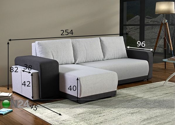 Угловой диван-кровать с ящиком Orion размеры