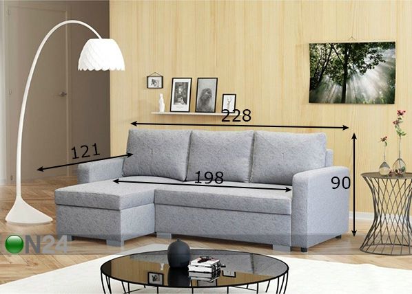 Угловой диван-кровать с ящиком Pireus размеры